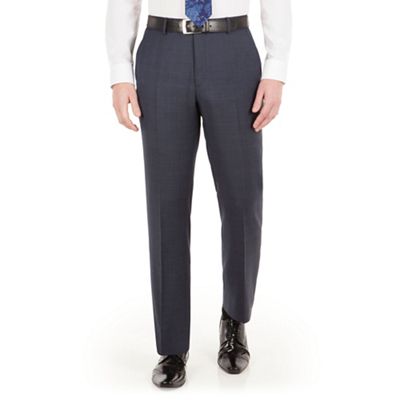 Jeff Banks Blue with pink overcheck check regular fit black label suit trouser